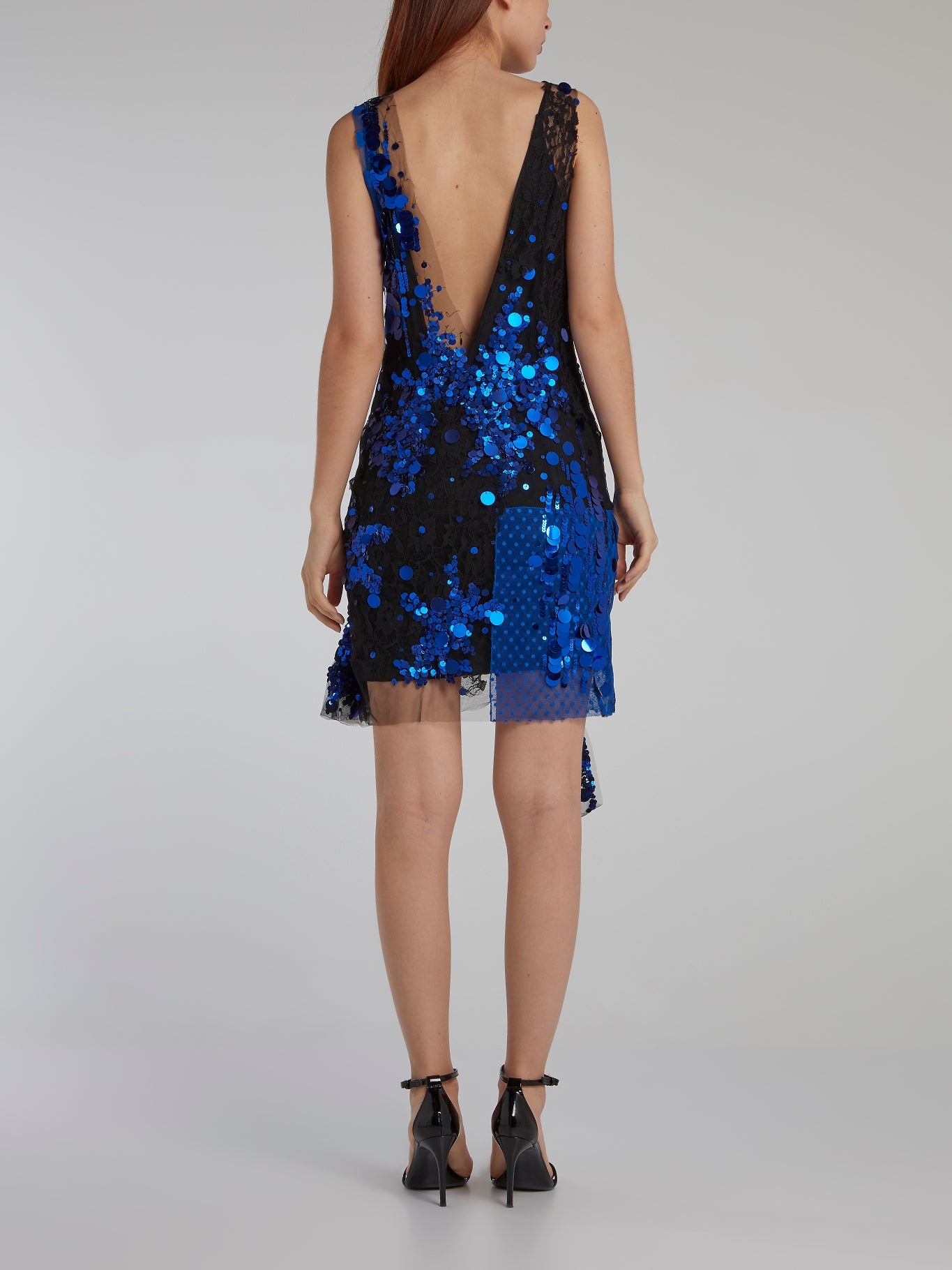 Blue Deep-V Paillette Tulle Dress Maison-B-More Global Store Blue Deep-V Paillette Tulle Dress Maison-B-More Global Store