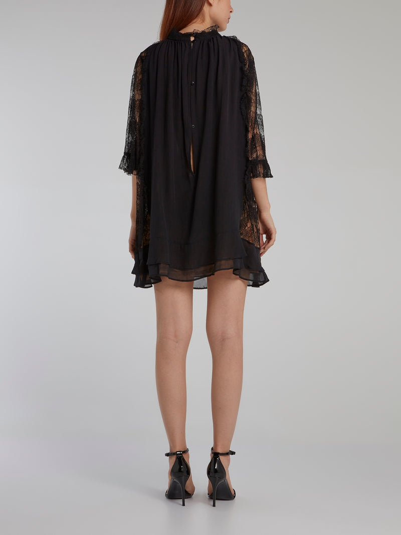 Black Lace Sleeve Shift Dress Maison-B-More Global Store Black Lace Sleeve Shift Dress Maison-B-More Global Store
