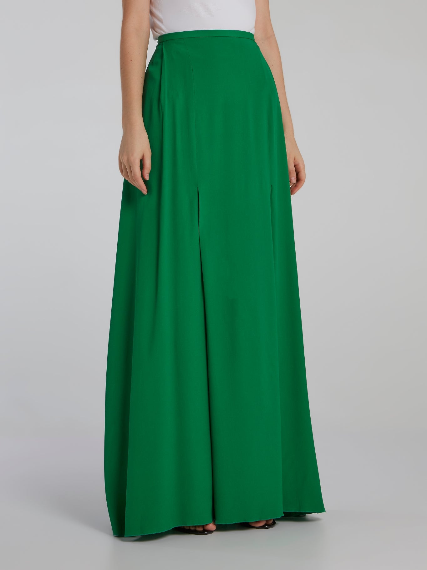 Green Godet Maxi Skirt
