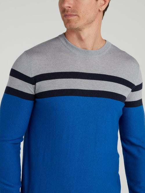 Blue Striped Knitted Sweater