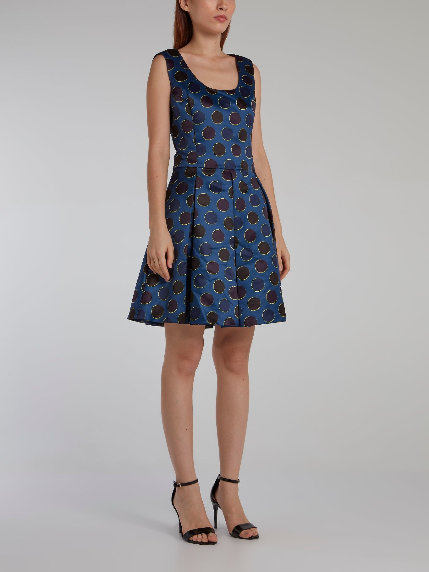 box pleat dress Navy Polka Dot Box Pleated Dress – Maison-B-More Global Store