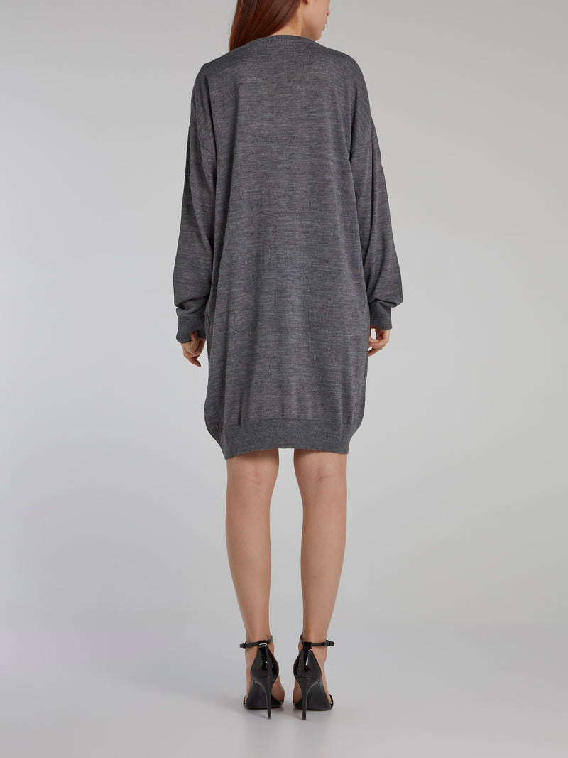 Grey Paillette Sweater Dress