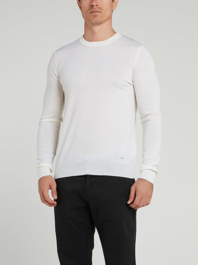 White Rear Stripe Sweater