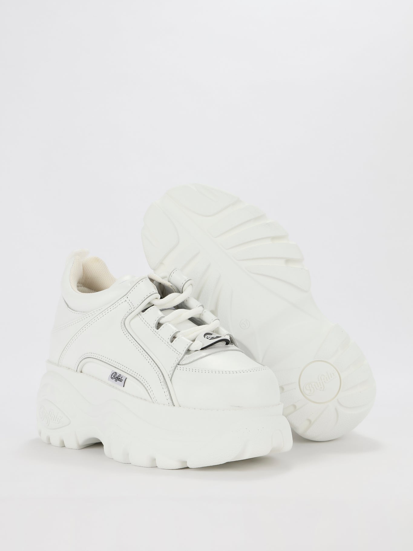 White Cow Leather Platform Sneakers