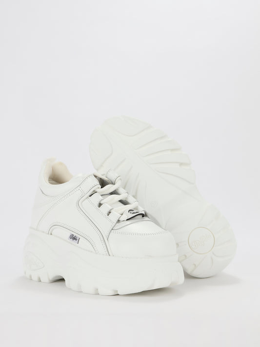 White Cow Leather Platform Sneakers