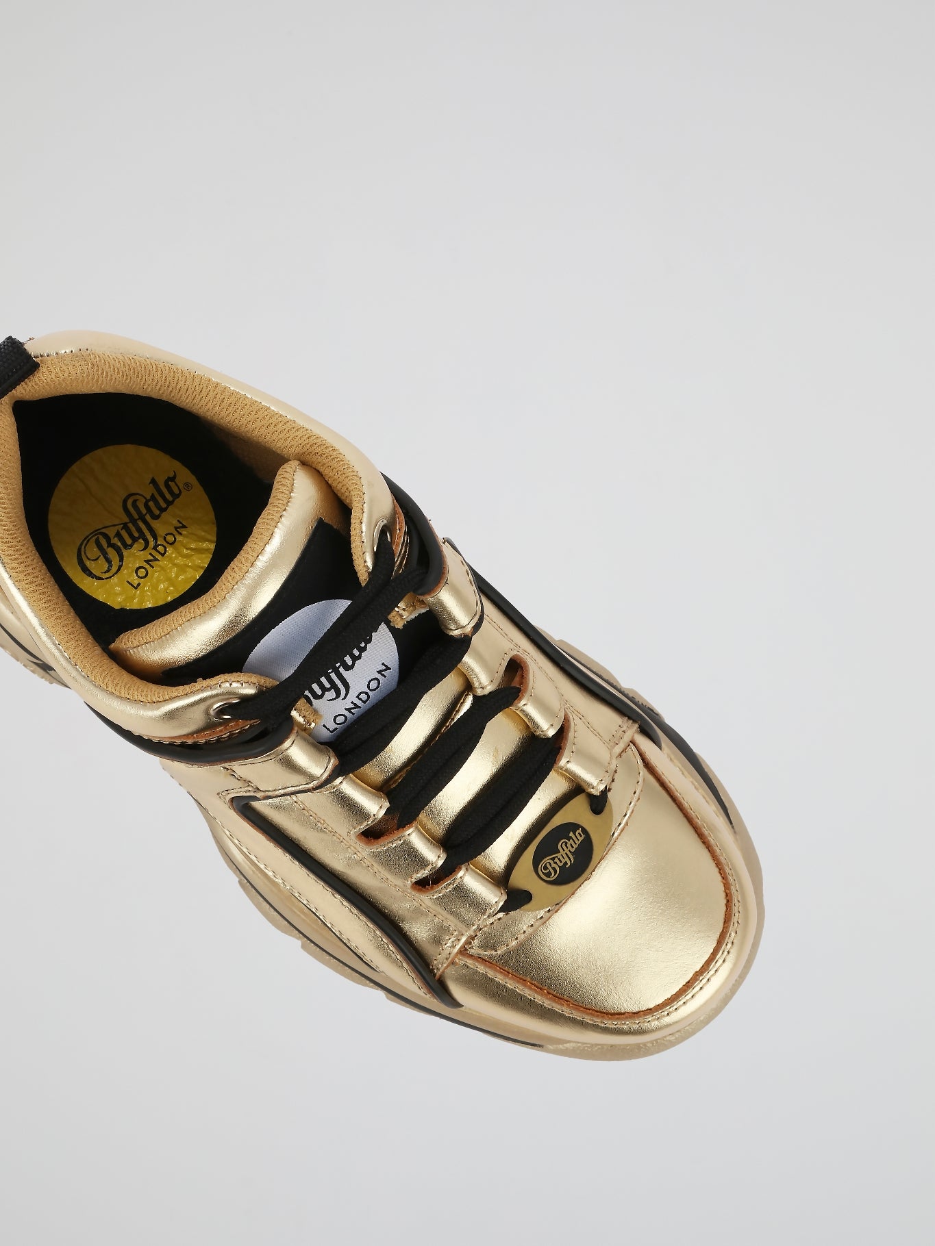 Gold Leather Platform Sneakers