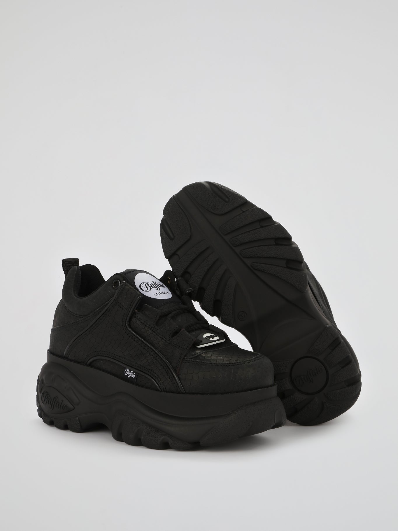 Black Snake Effect Platform Sneakers