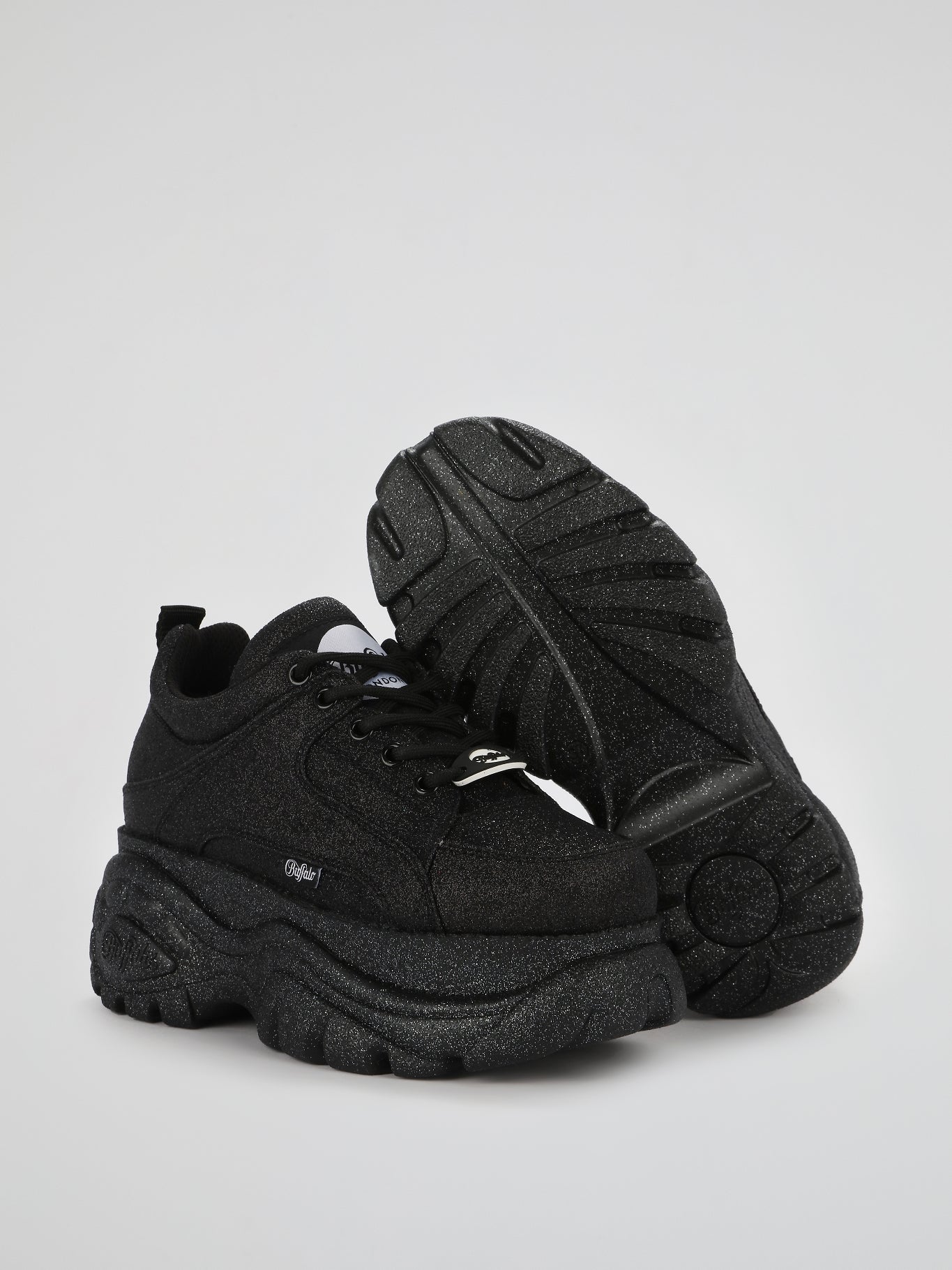 Black Glitter Platform Sneakers