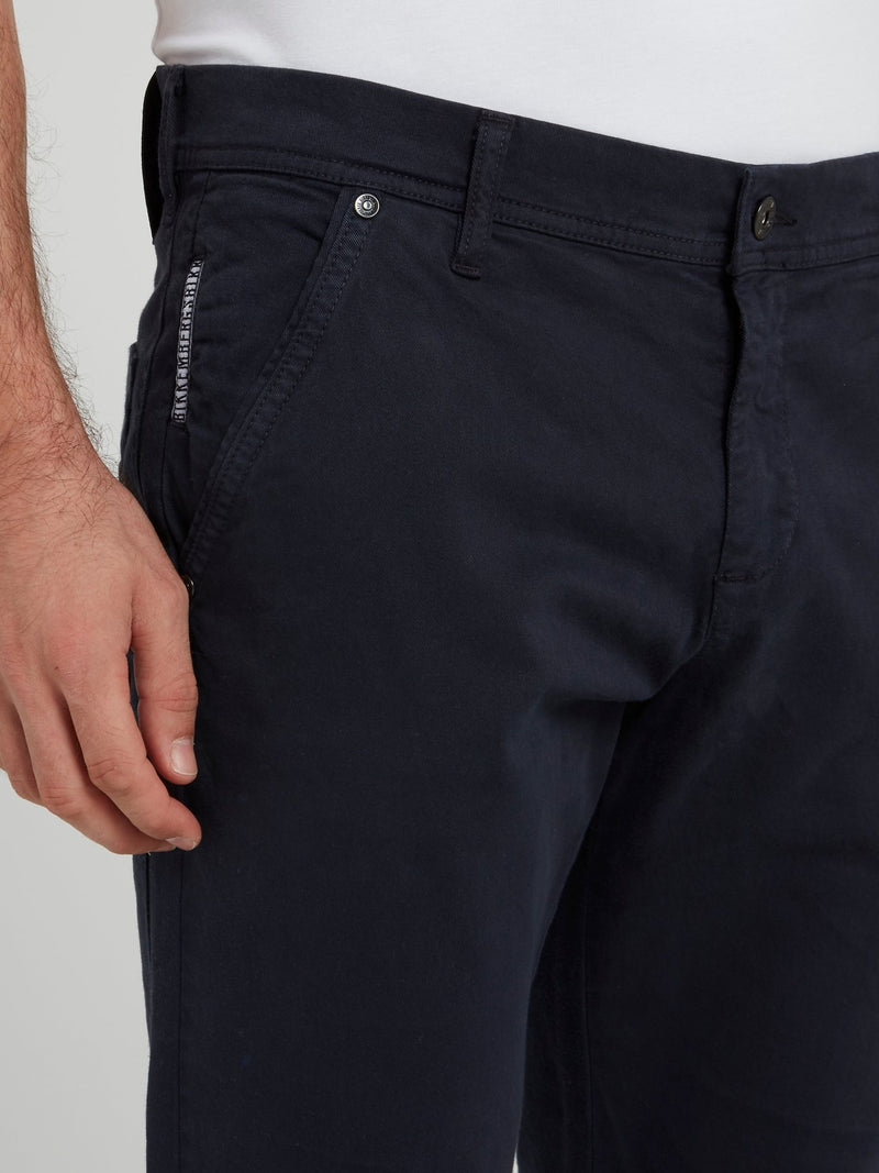 Navy Straight Fit Trousers