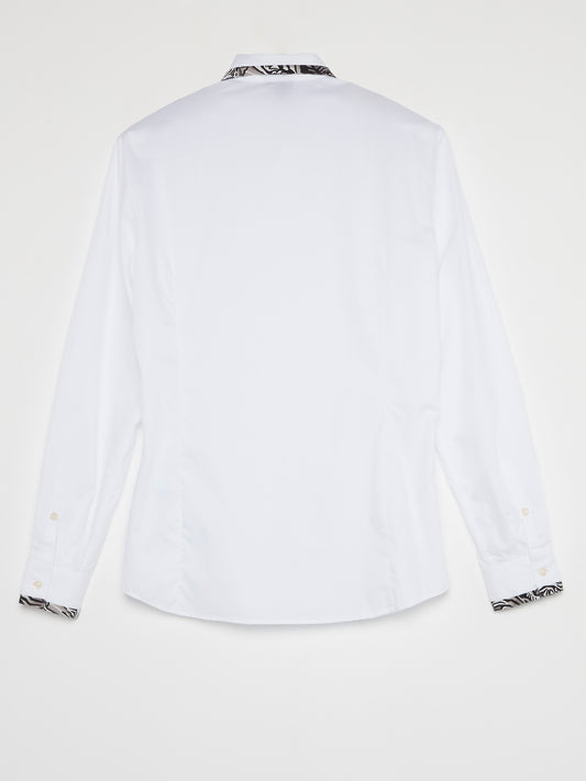 White Contrast Trim Shirt