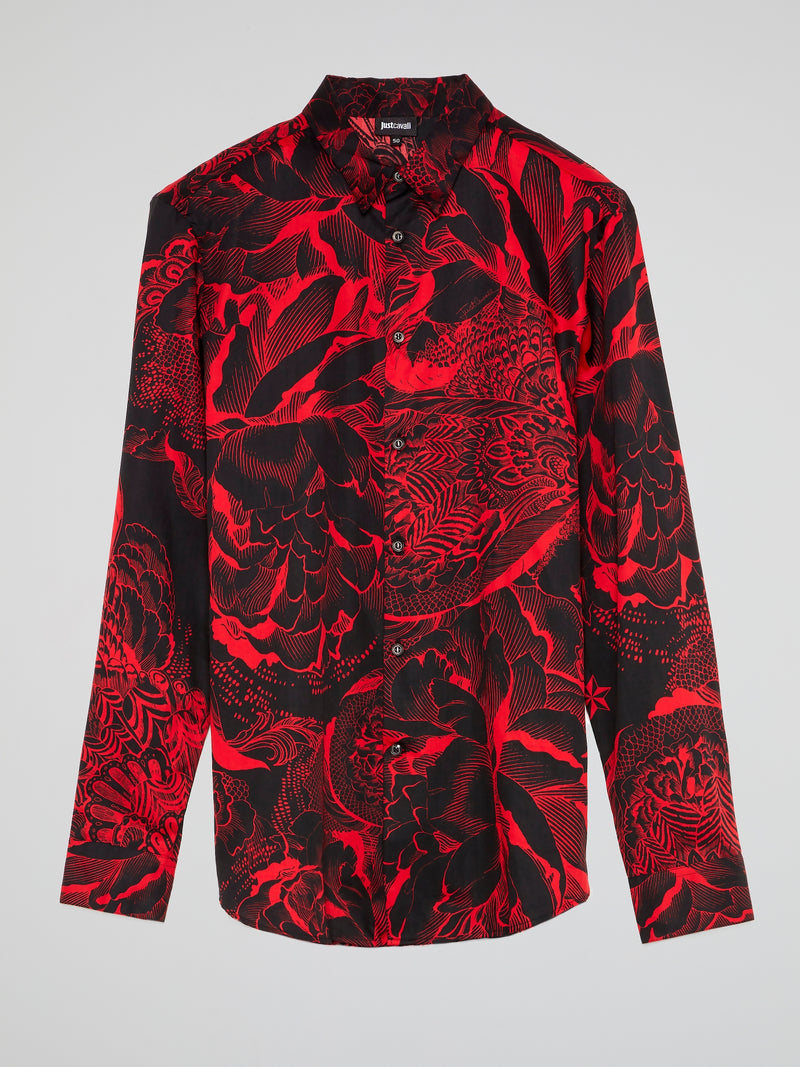 Red Floral Long Sleeve Shirt