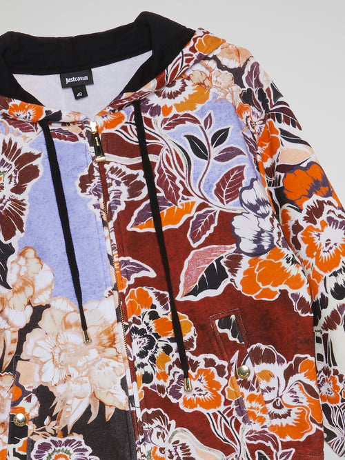 Floral Print Drawstring Jacket