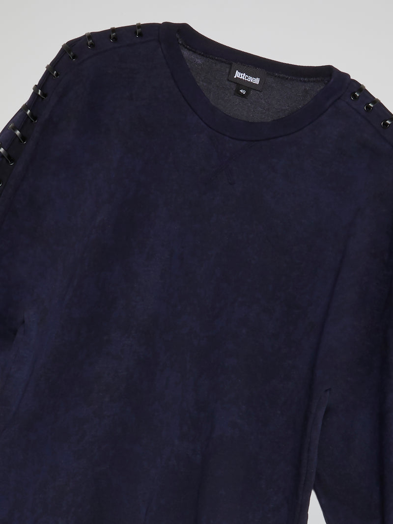 Navy Shoulder Stitch Detail Sweatshirt