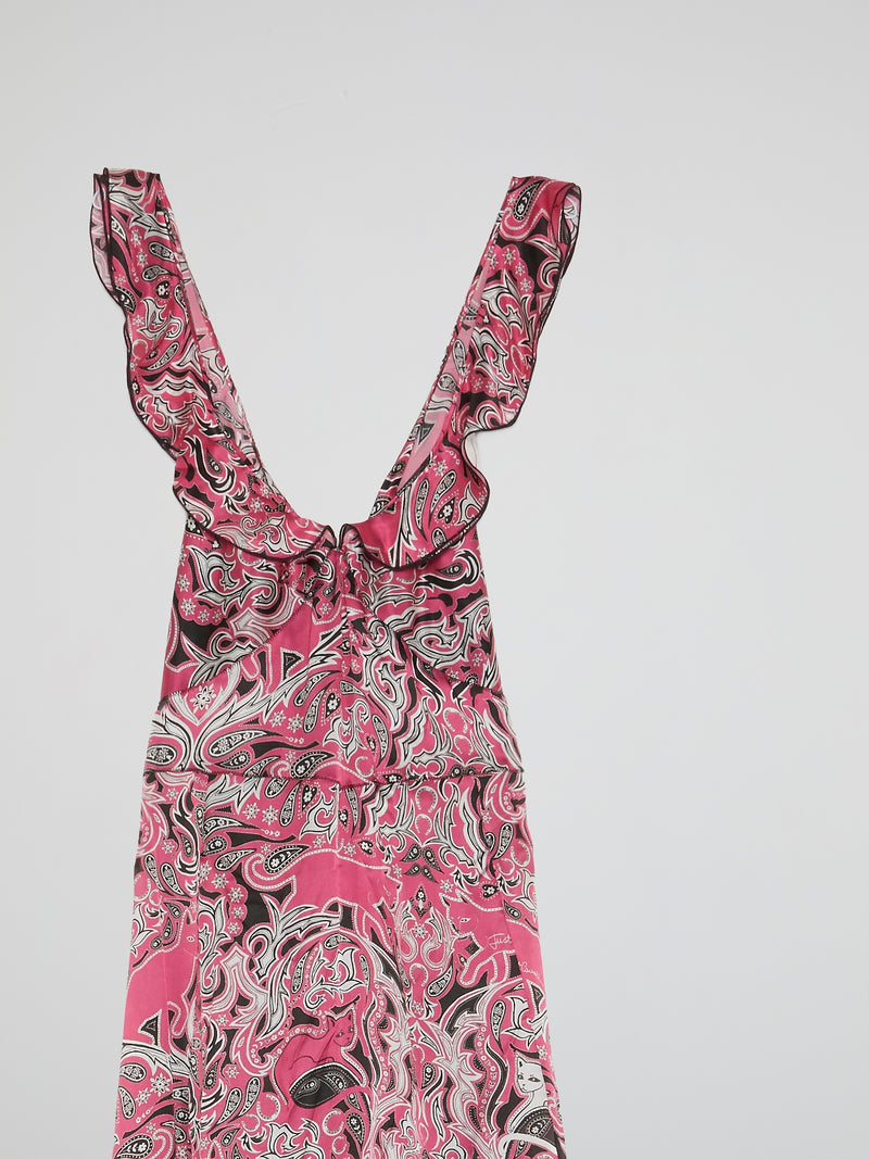 Pink Paisley Print Maxi Dress