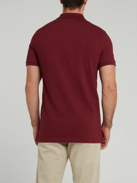 Бордовая трикотажная рубашка поло с логотипом