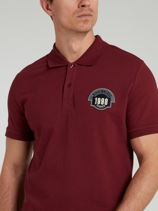 Бордовая трикотажная рубашка поло с логотипом