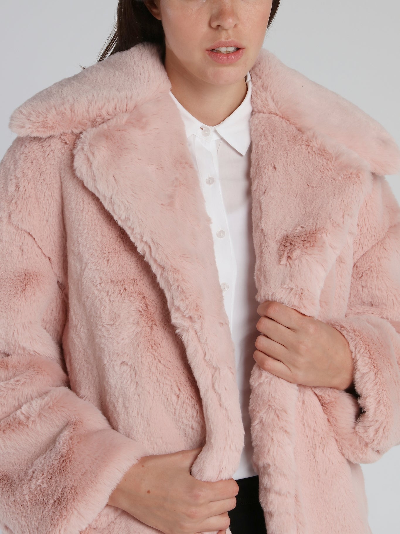 Oversized Pink Fur Coat Off Pink Oversized Faux-Fur Coat
