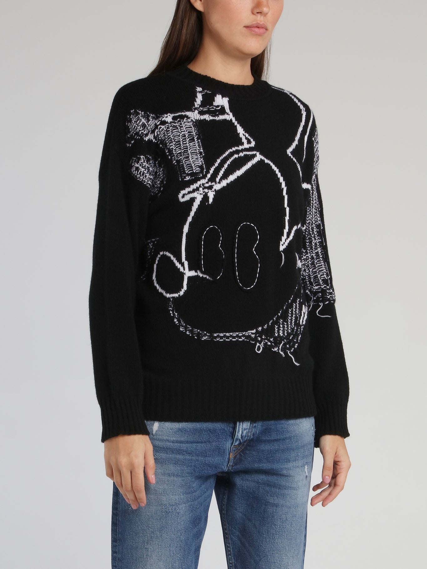 Mickey Mouse Black Contrast Sweater