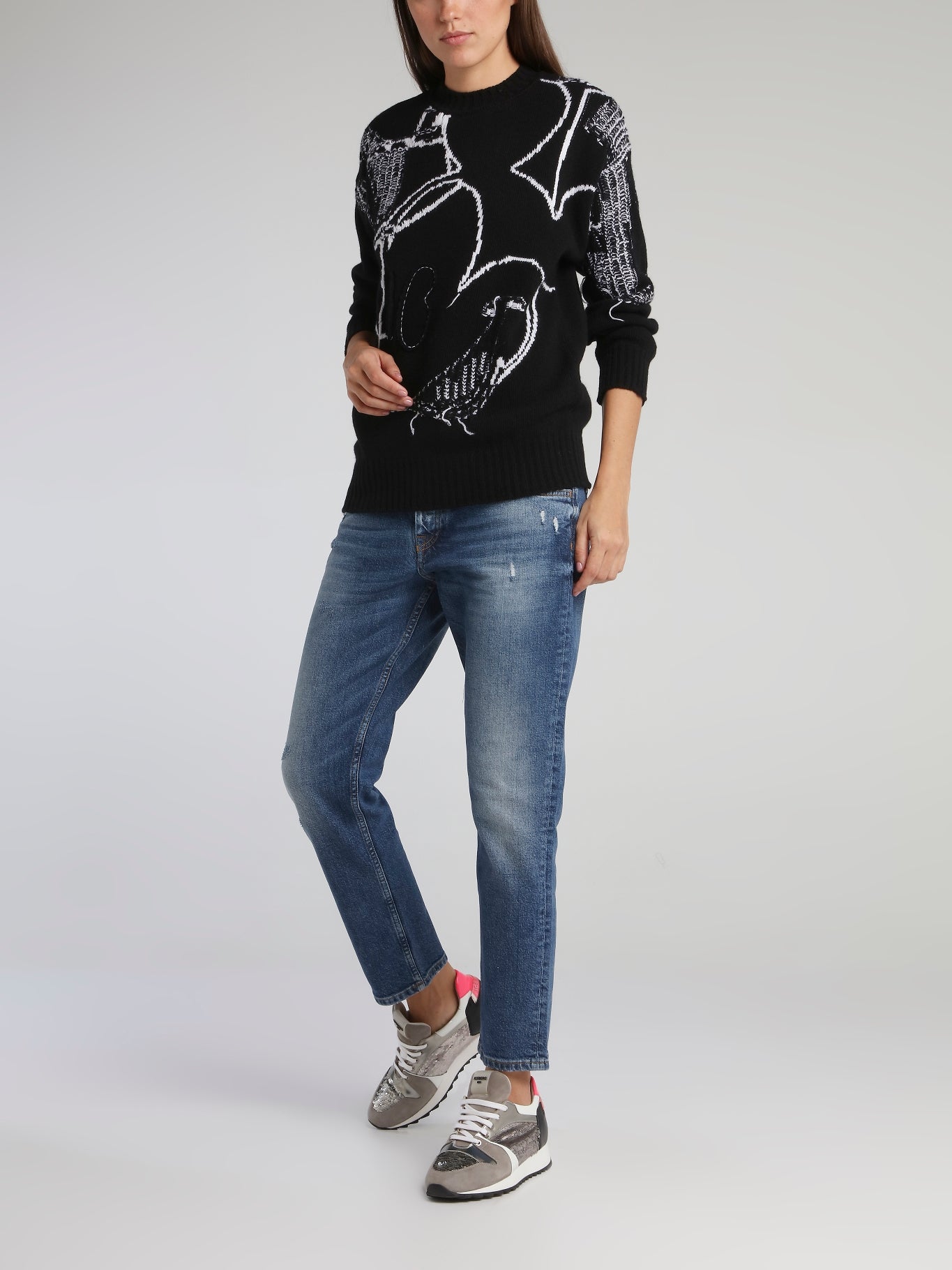 Mickey Mouse Black Contrast Sweater