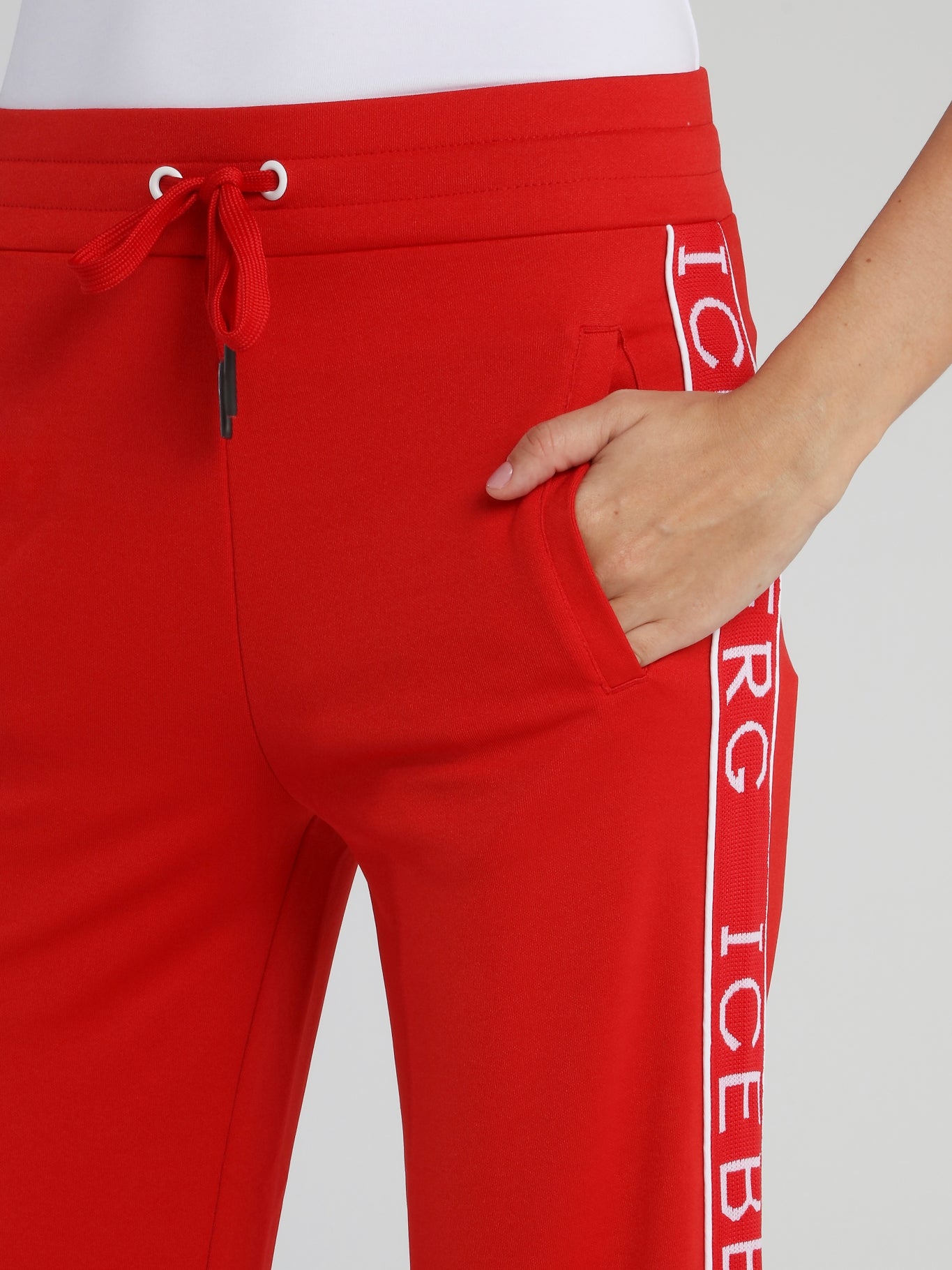 Red Logo Tape Drawstring Track Pants