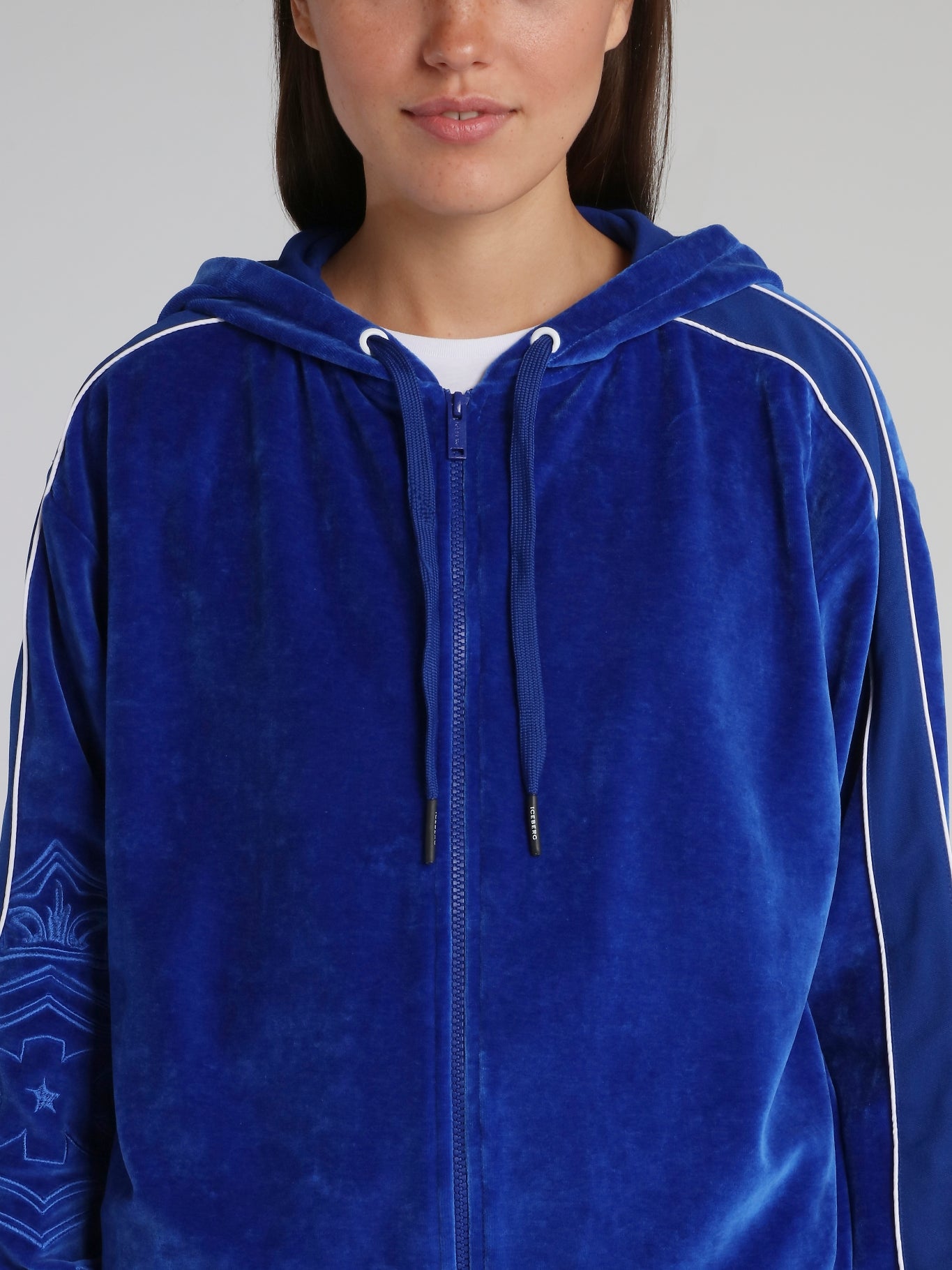 Blue Velvet Hooded Sweat Jacket