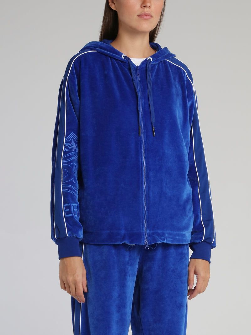 Blue Velvet Hooded Sweat Jacket