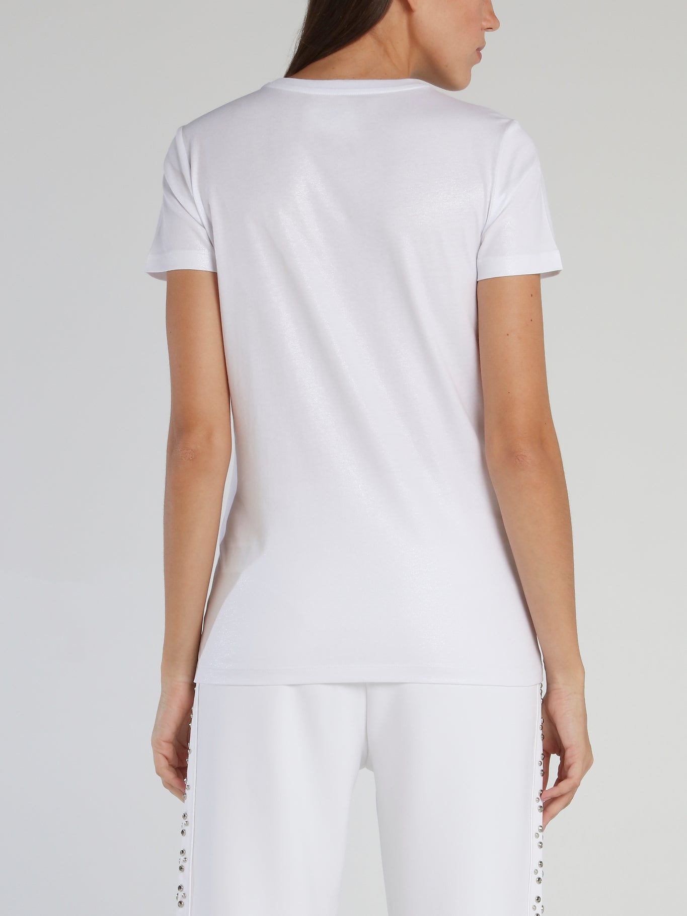 White Studded Logo Cotton T-Shirt