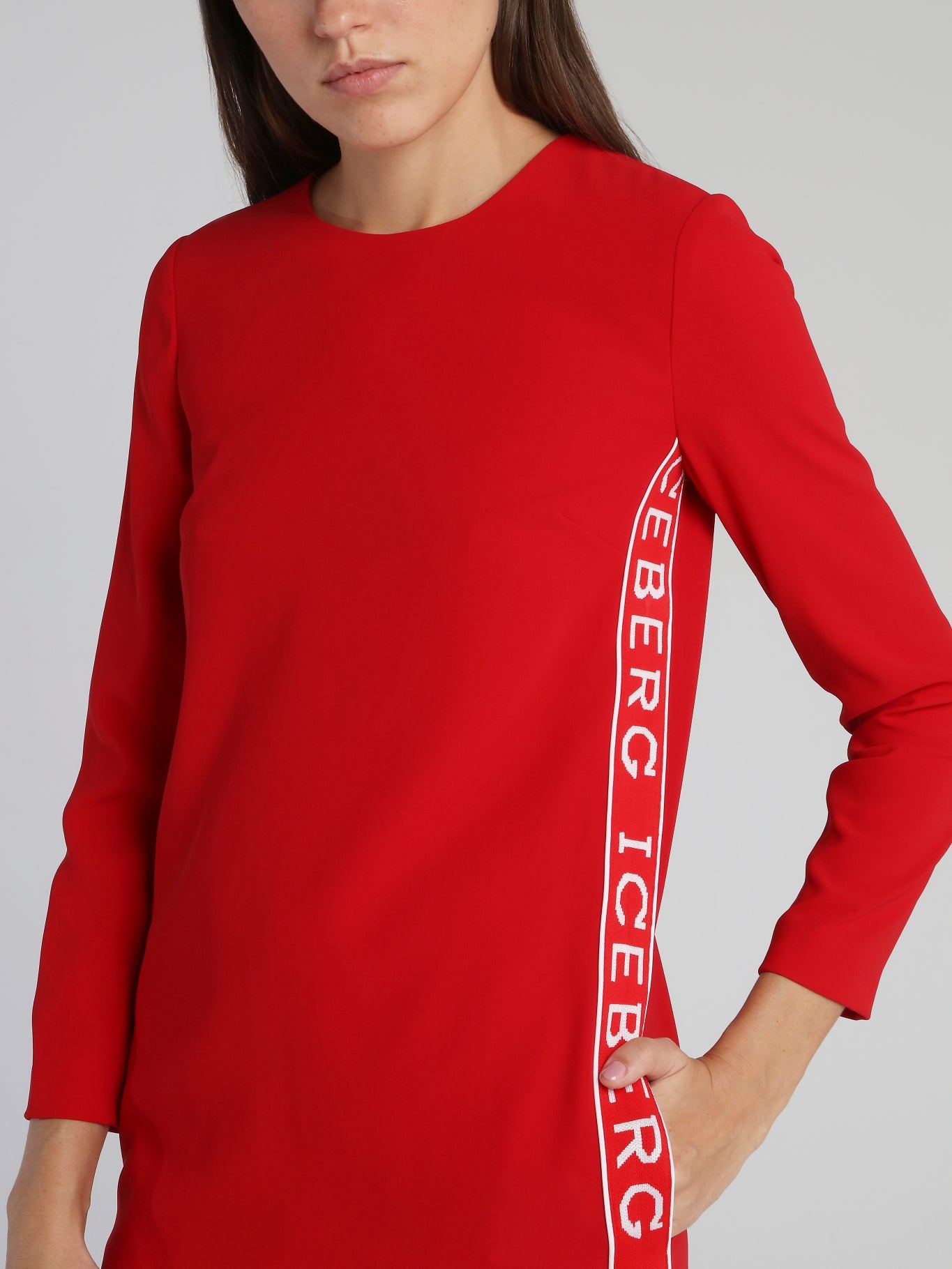 Red Long Sleeve Logo Mini Dress
