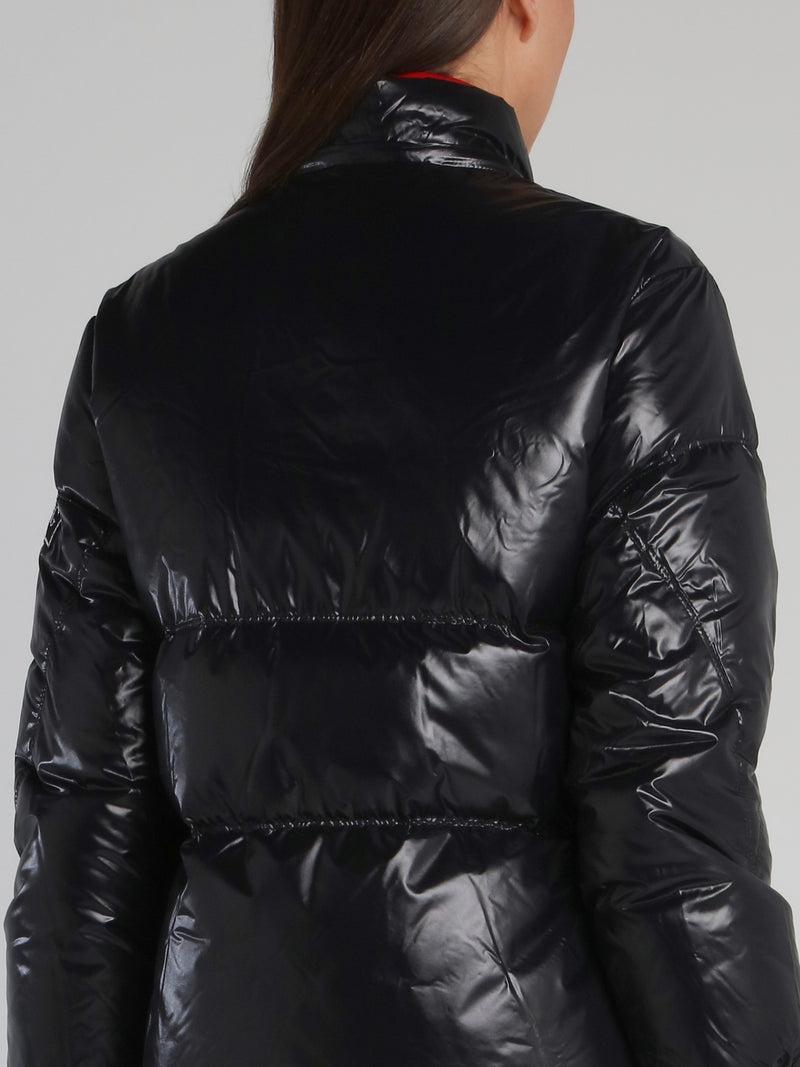 Black Fur Hood Puffer Coat