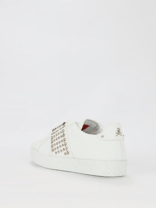 White Star Studded Slip-On Sneakers