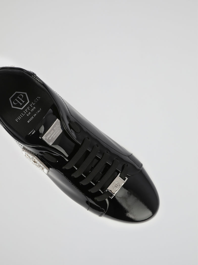 Black Patent Leather Platform Sneakers