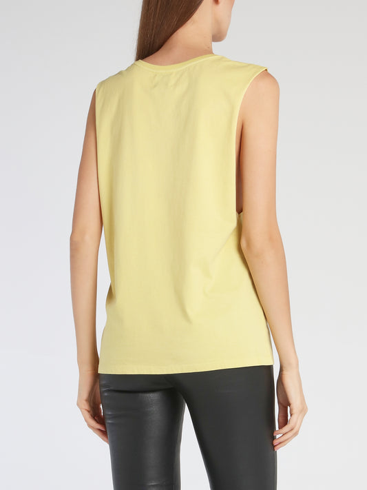 Chrissy Yellow Cut Off Sleeve Top