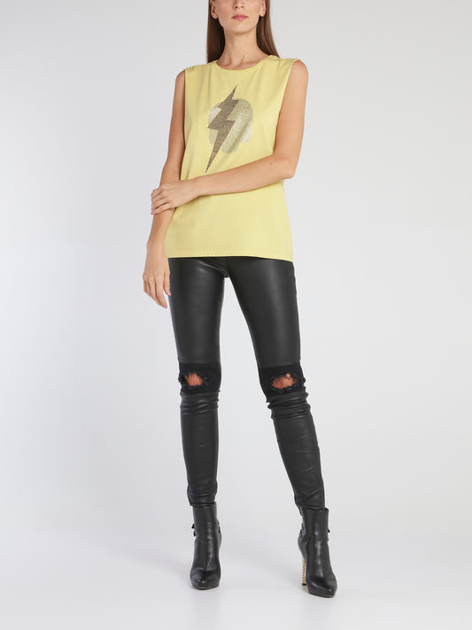 Chrissy Yellow Cut Off Sleeve Top