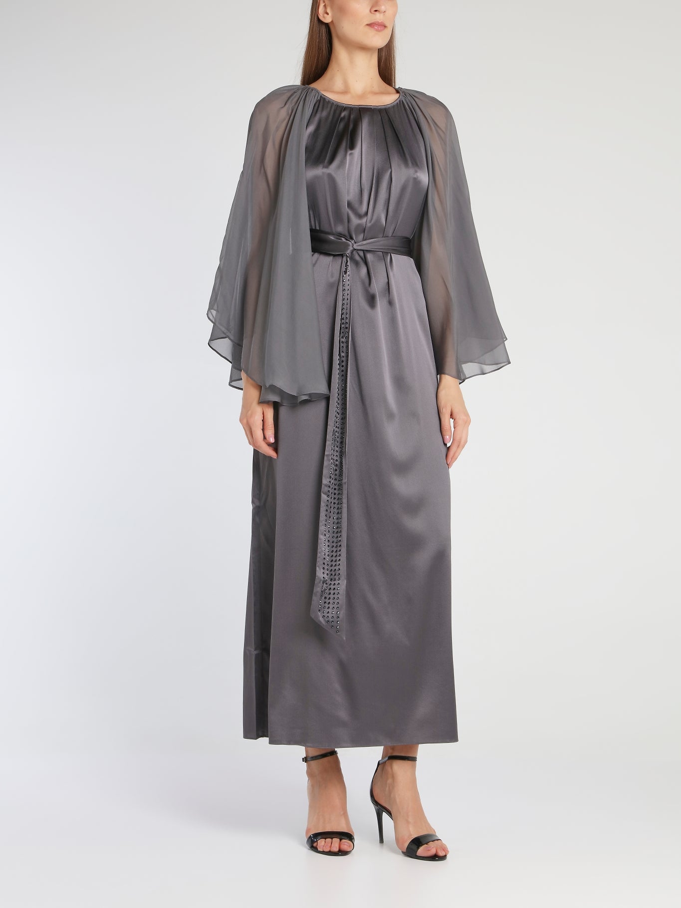 midi dress with butterfly sleeves Odd People Cameron Grey Butterfly Sleeve Midi Dress M / Grey