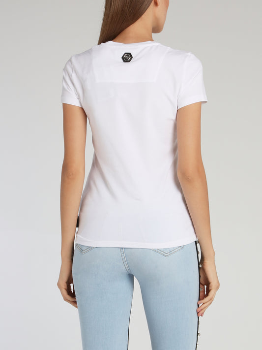 Crystal Plein White Studded T-Shirt