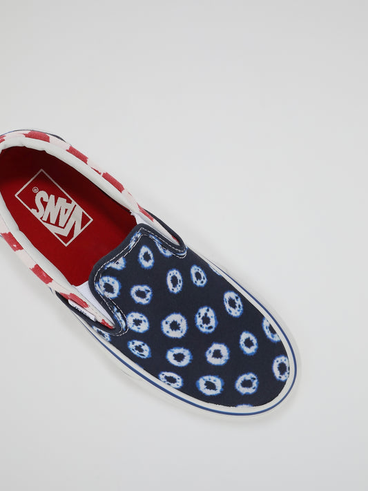 Dyed Dots & Stripes Slip On Sneakers