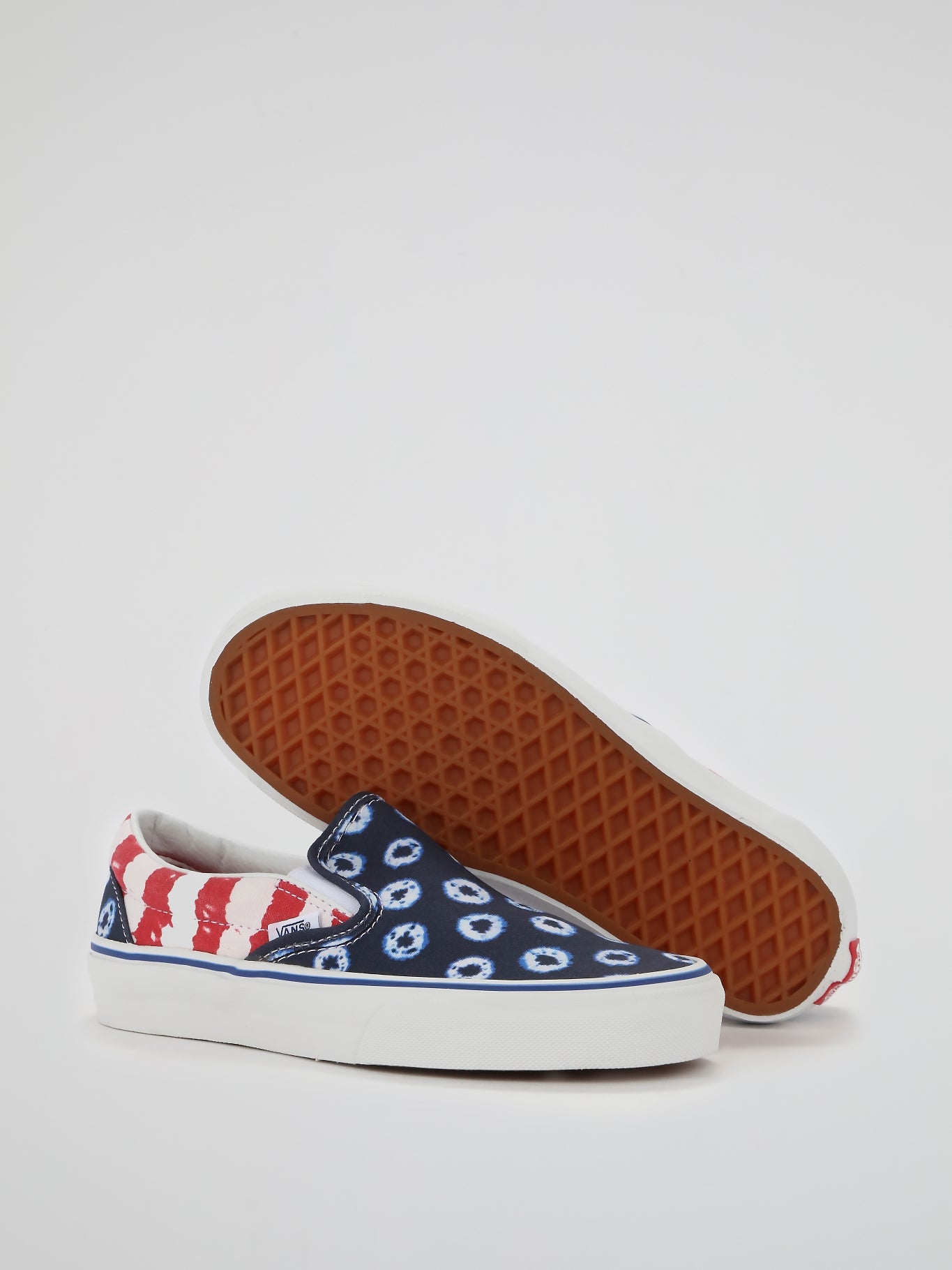 Dyed Dots & Stripes Slip On Sneakers
