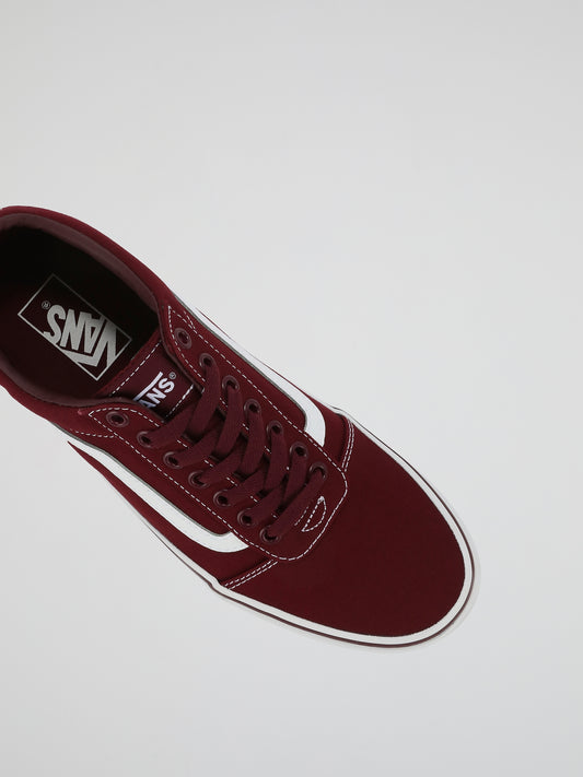 Burgundy Ward Lace Up Trainers