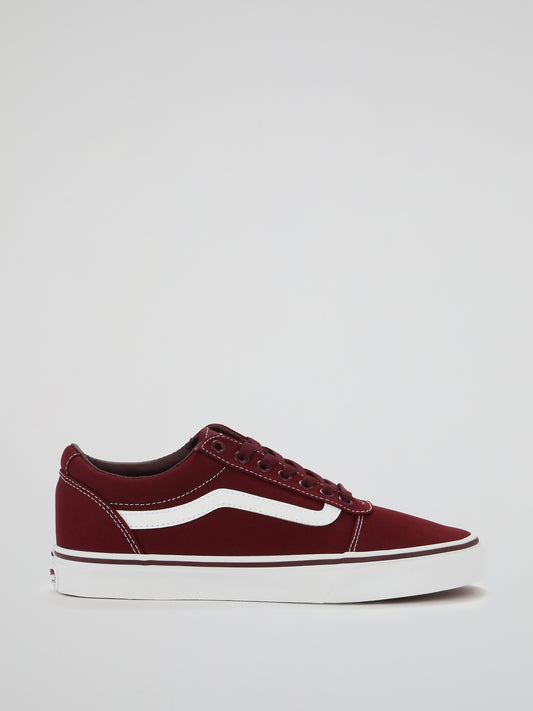 Burgundy Ward Lace Up Trainers
