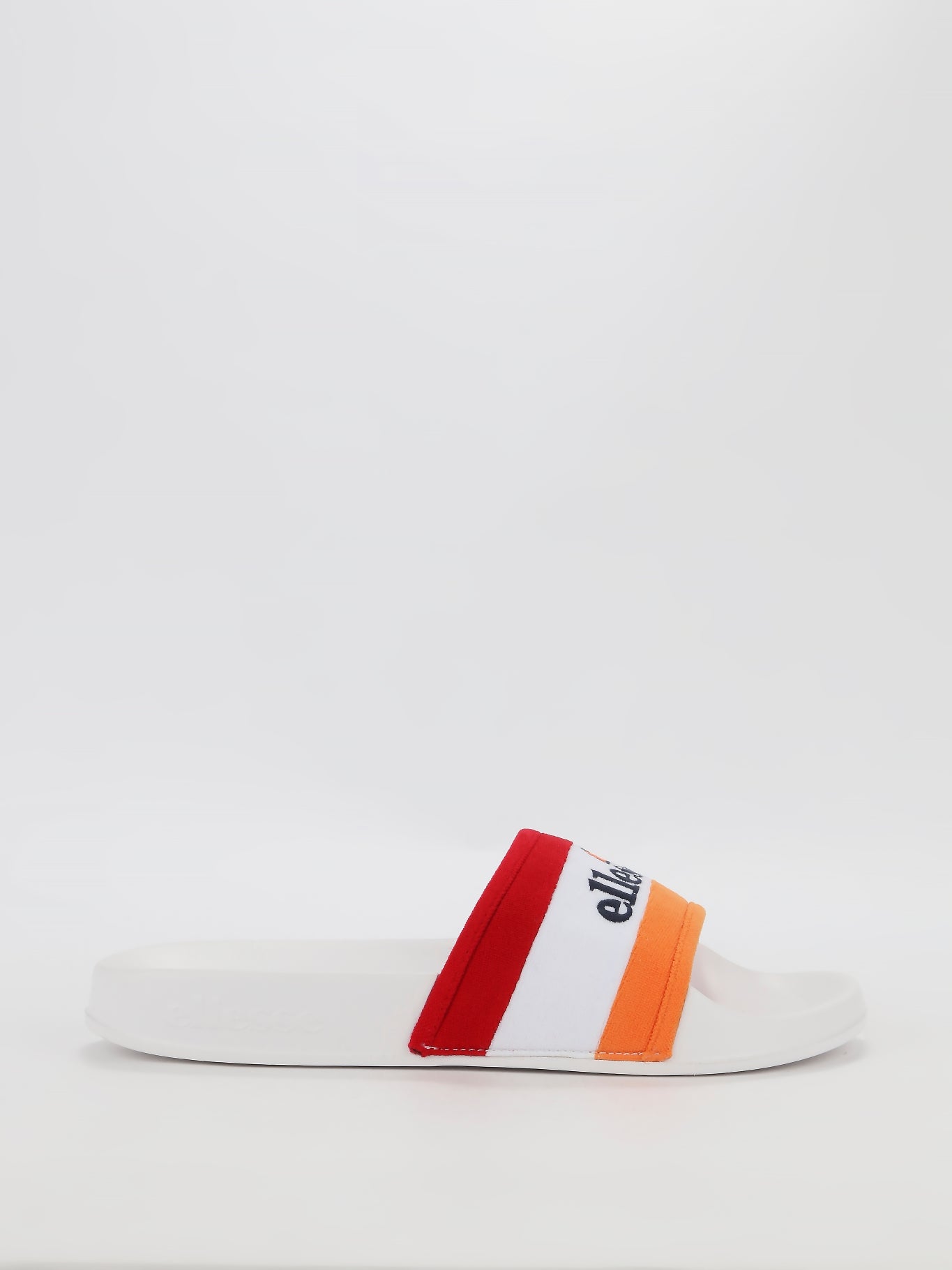 Borgaro White Logo Stripe Slides