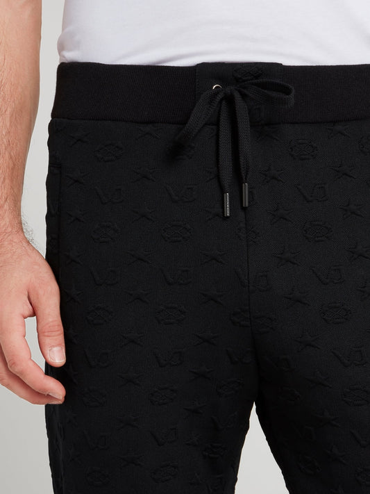 Black Embossed Monogram Trousers