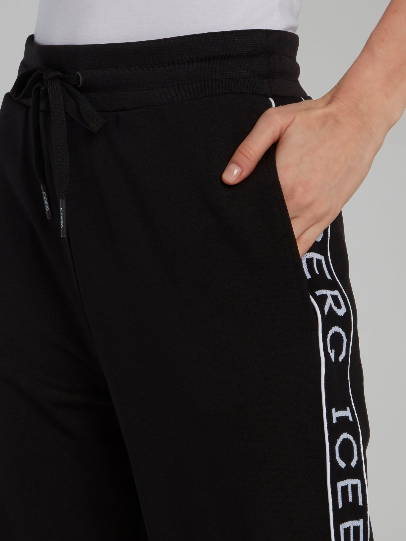 Black Logo Tape Drawstring Sweatpants