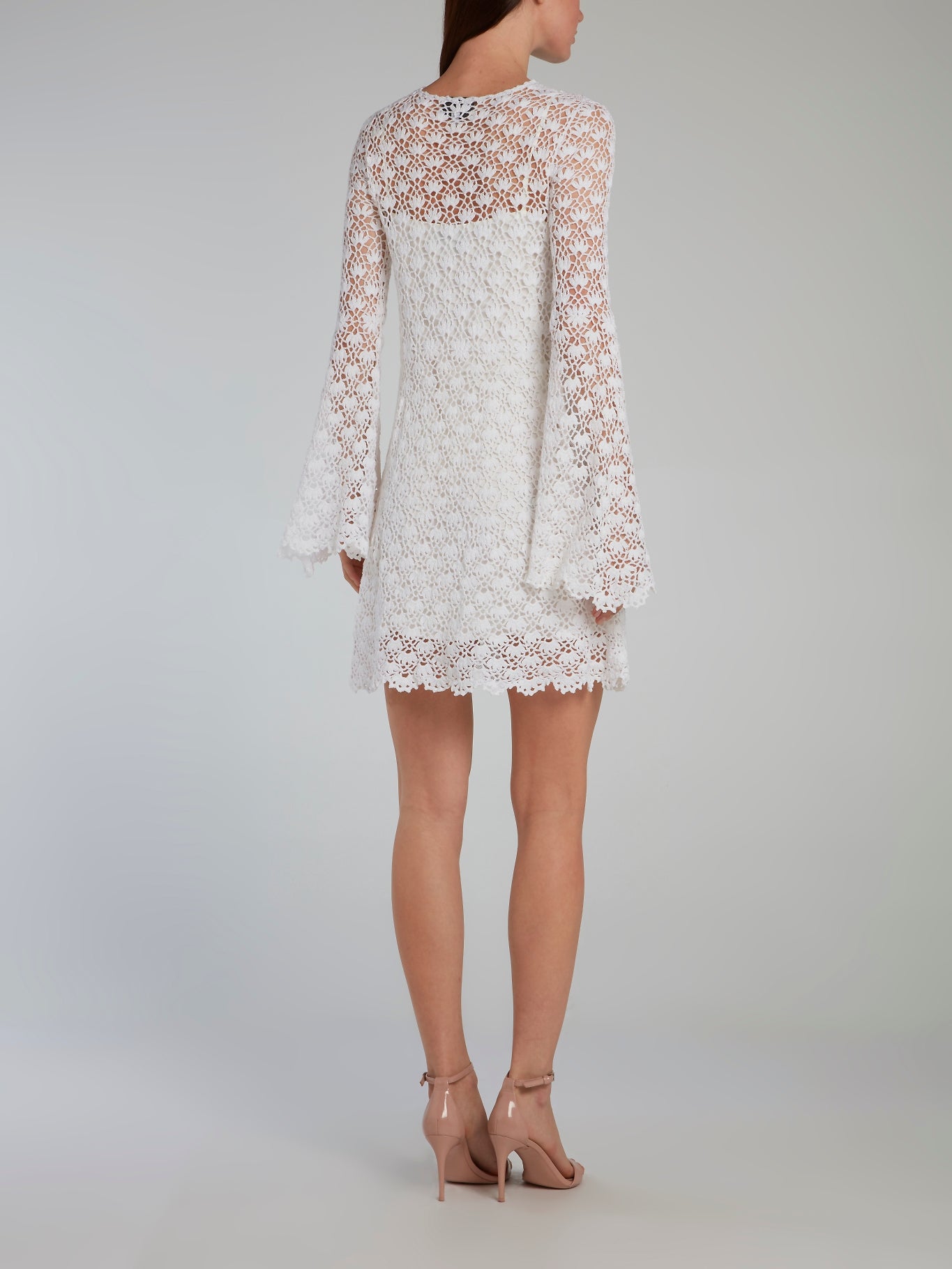 Liya White Crochet Overlay Mini Dress 38 / White
