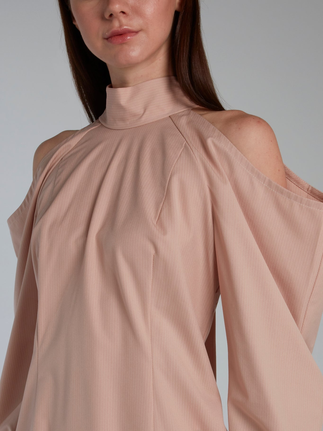 Liya Beige Cold Shoulder Halter Dress 38 / Beige Liya Beige Cold Shoulder Halter Dress 38 / Beige