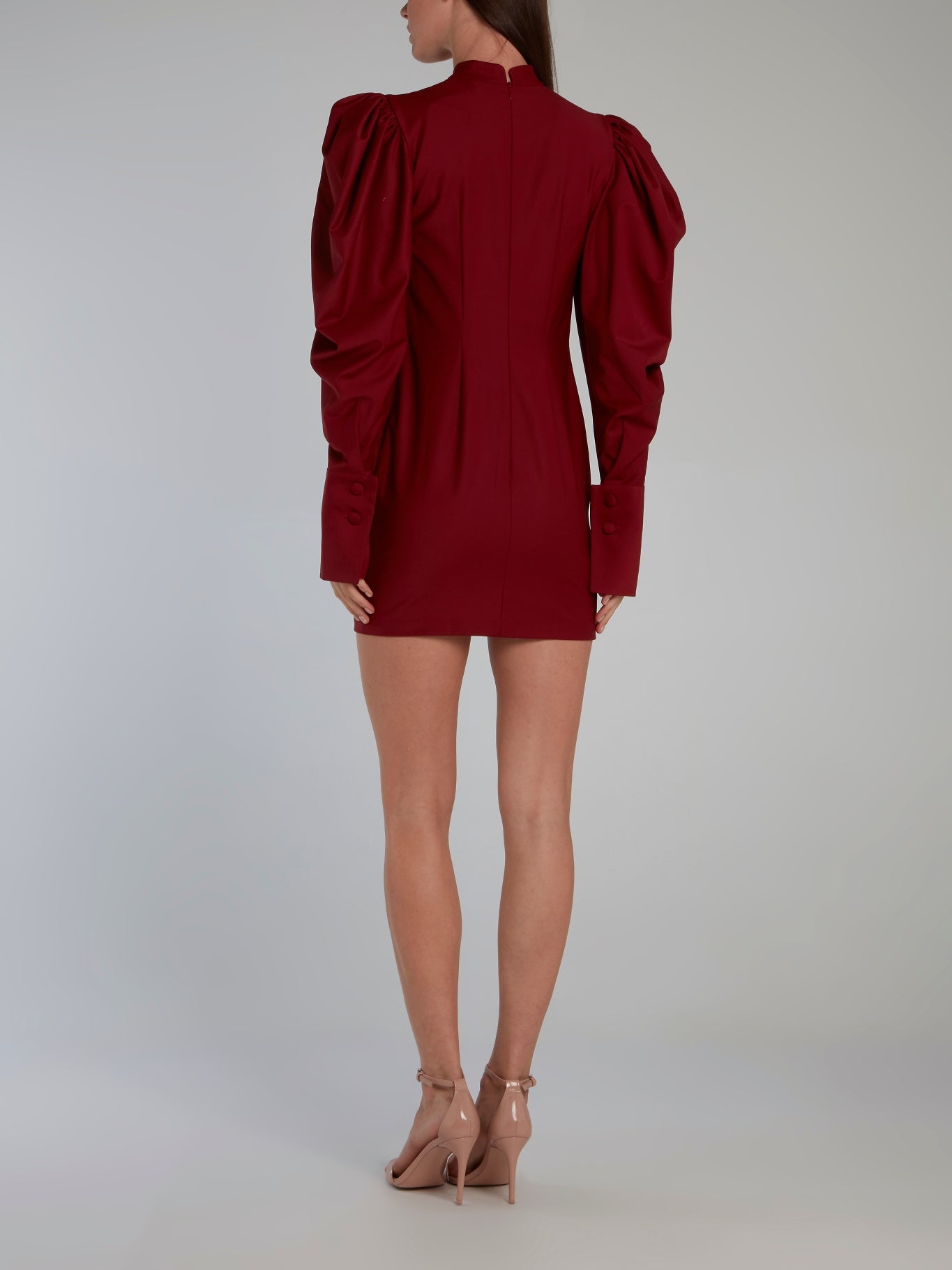 Liya Burgundy Puff Sleeve Mini Dress 38 / Burgundy Liya Burgundy Puff Sleeve Mini Dress 38 / Burgundy