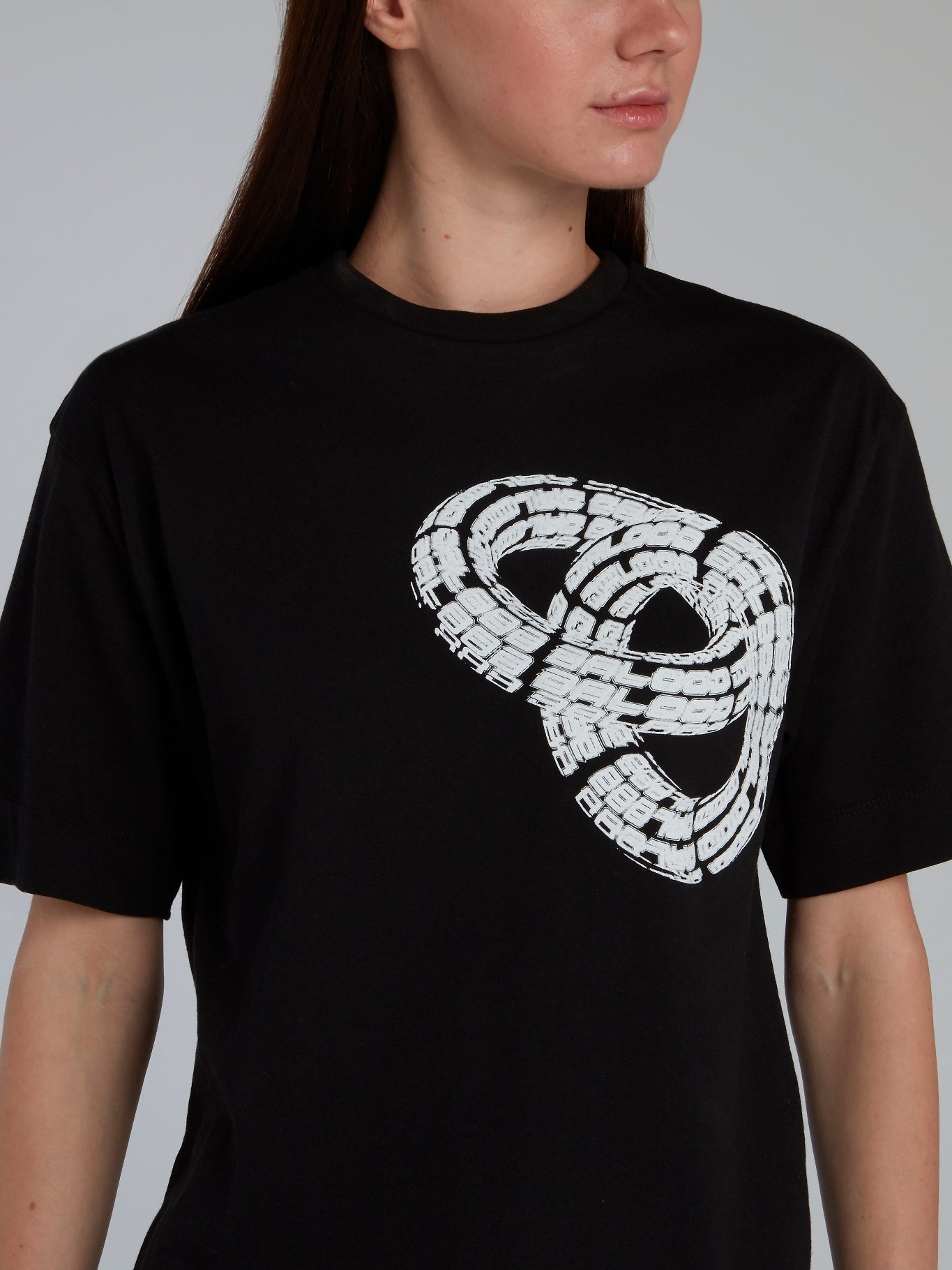 Black 3D Print Crewneck T-Shirt