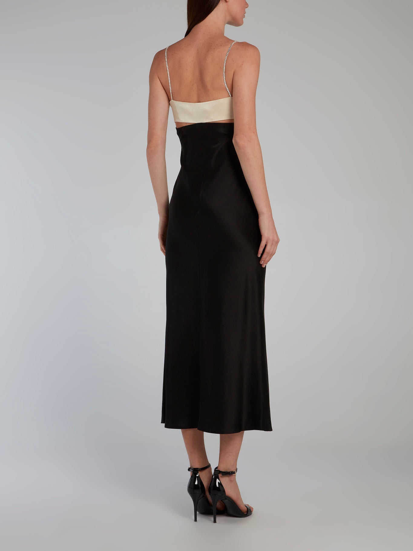 Contrast and Crystals Gathered Bra Midi Dress
