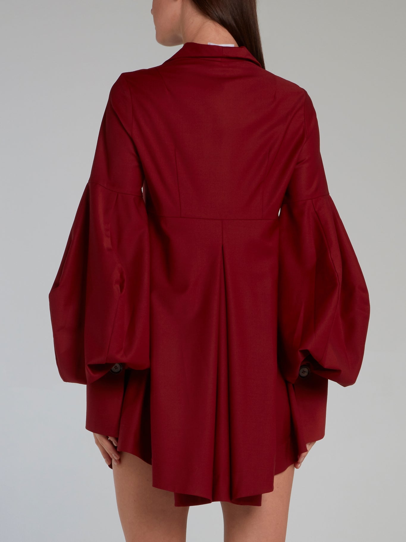 Burgundy Bishop Sleeve Shirt Dress