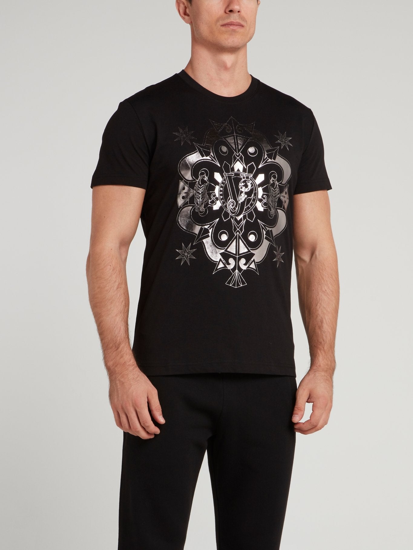 Black with Metallic Monogram Print T-Shirt