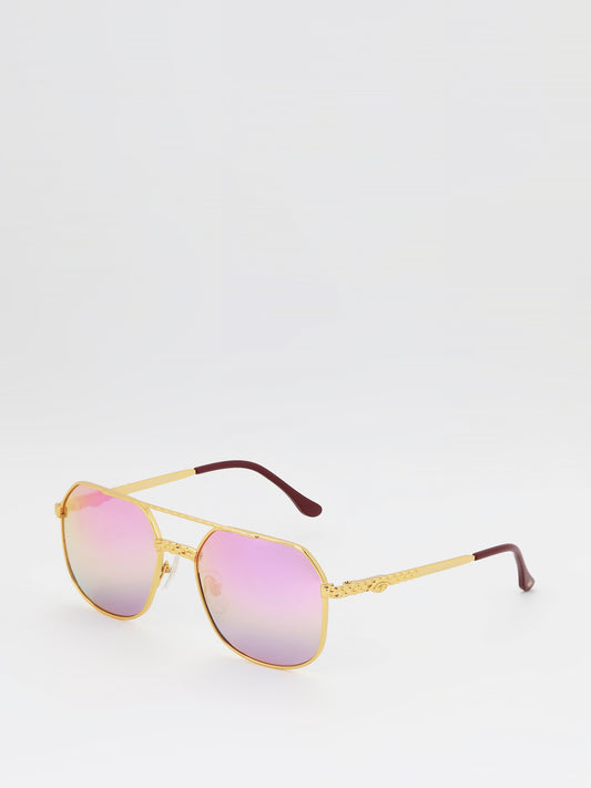 Purple Flat Lens Aviator Sunglasses